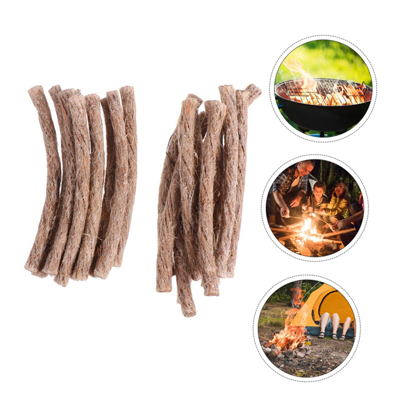 Fire Starting Kit - เชือกป่านจุดไฟ 12/24 ชิ้น พกพาสะดวก สำหรับตั้งแคมป์ ใช้จุดไฟกลางแจ้ง