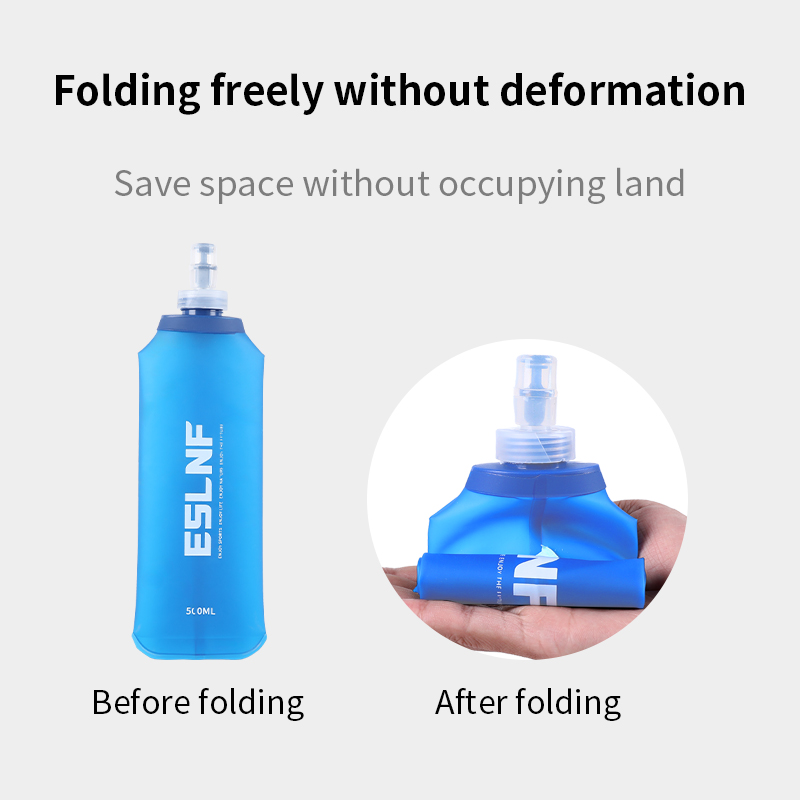 Water Bag Collapsible - ขวดน้ำพับได้ 500 มล. ขวดน้ำแบบนิ่ม ปราศจากสาร BPA