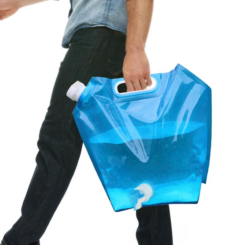 Water Bag Collapsible - Camping ถุงน้ําพร้อมก๊อกน้ําพับภาชนะเก็บน้ําแบบพกพา 5/10L ถังน้ําพับกระเป๋าน้ํา Camp Supplies