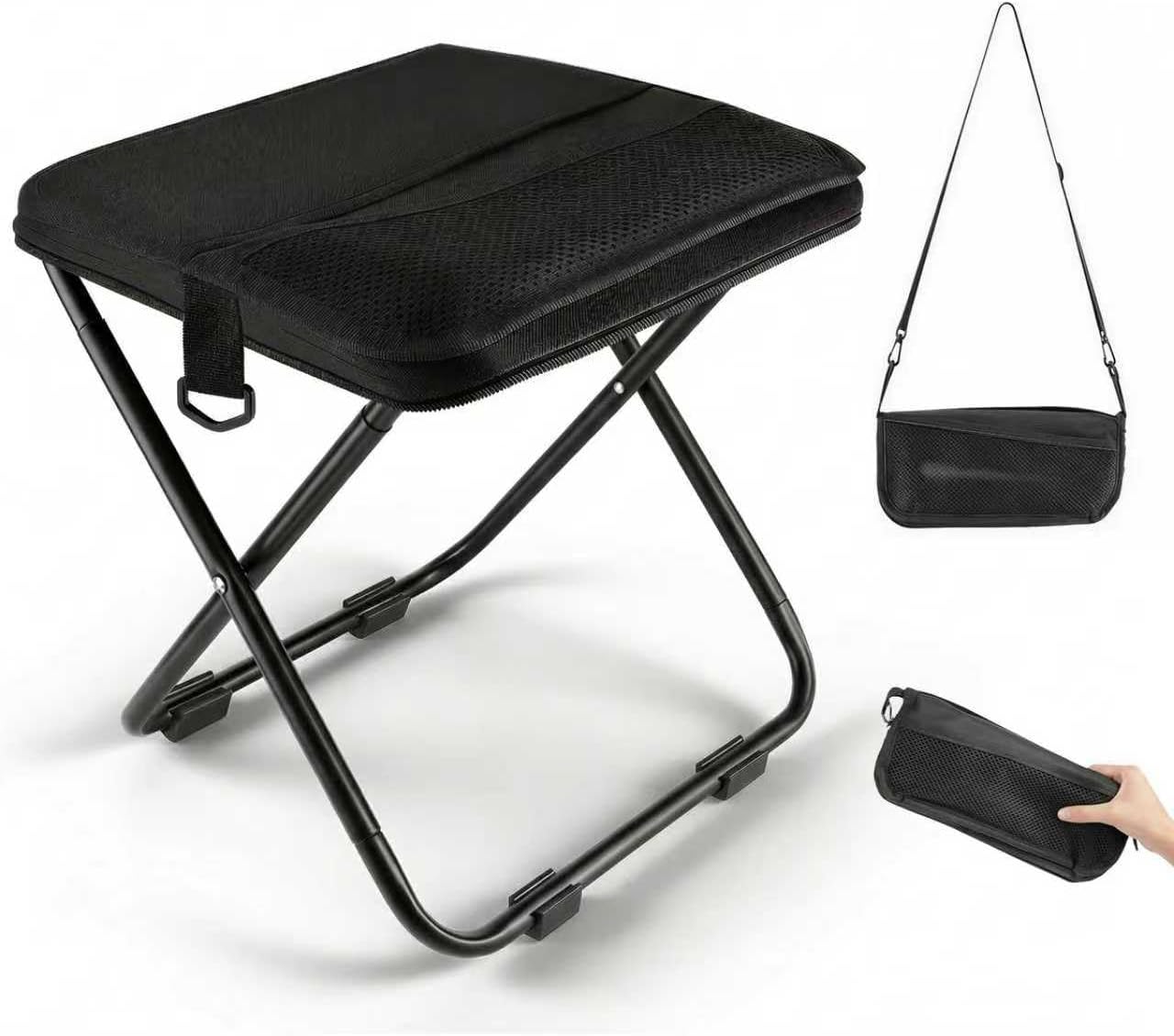 Fishing Kit Compact - เก้าอี้พับพกพาสำหรับตั้งแคมป์ GMOX: เก้าอี้พับได้สำหรับทุกสภาพพื้นผิว พร้อมกระเป๋าหิ้ว, ขาตั้งกันลื่น 4