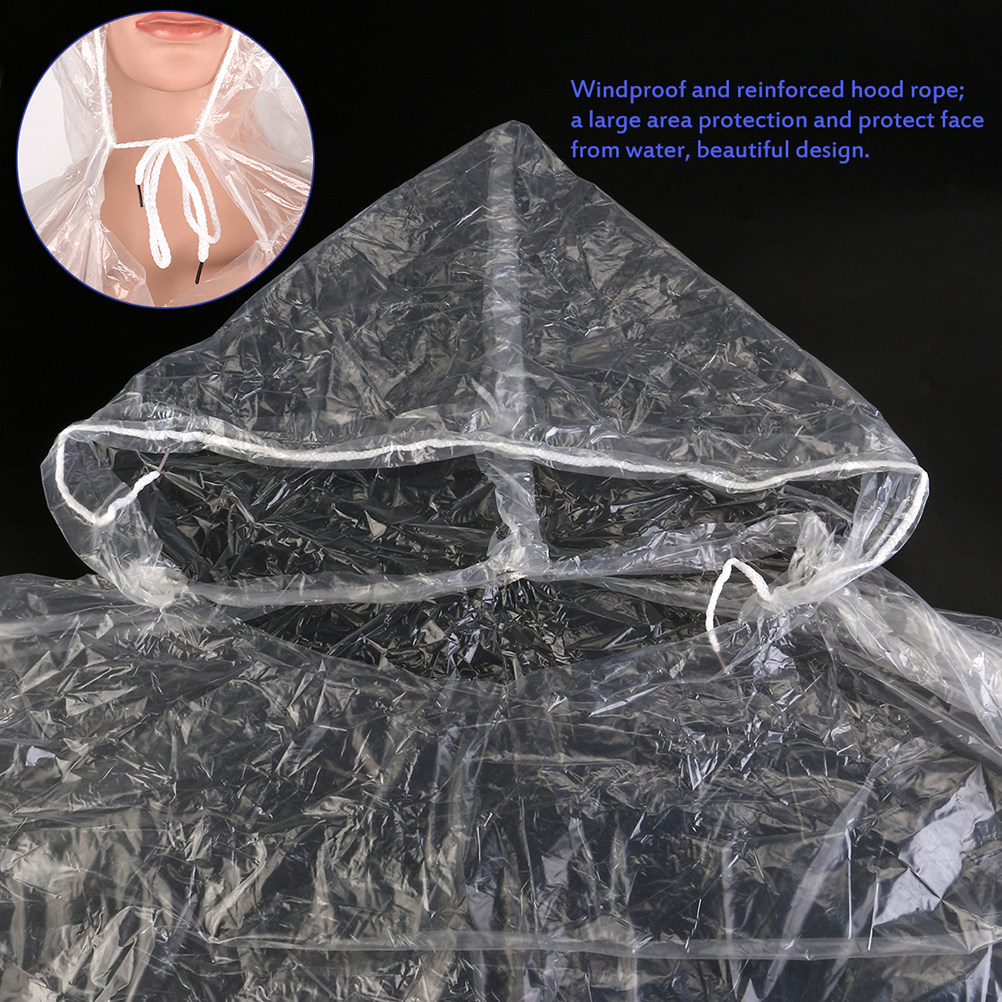 Emergency Poncho Rain - 10 ชิ้น เสื้อกันฝนแบบใช้แล้วทิ้งสำหรับผู้ใหญ่ กันน้ำ กันลม มีฮู้ด
