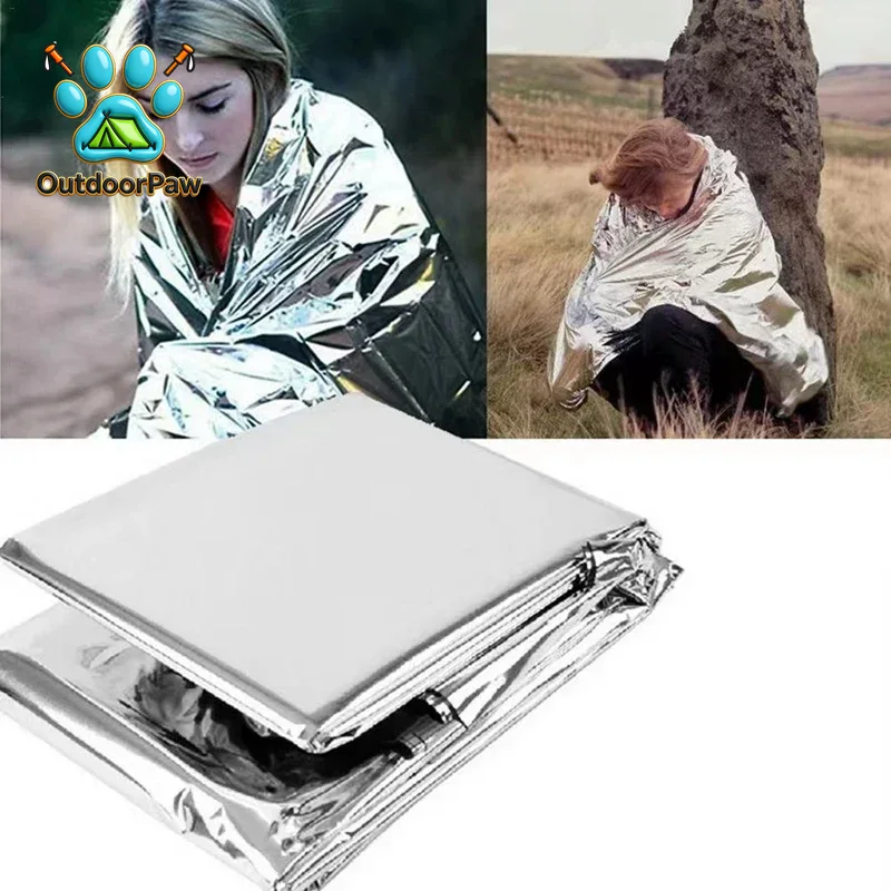 Survival Blanket Reflective - ผ้าห่มสะท้อนความร้อนฉุกเฉิน 160*210 ซม. 1 ชิ้น อุปกรณ์เอาตัวรอดกลางแจ้งสำหรับการช่วยเหลือภัยพิบัติทางธรรมชาติ