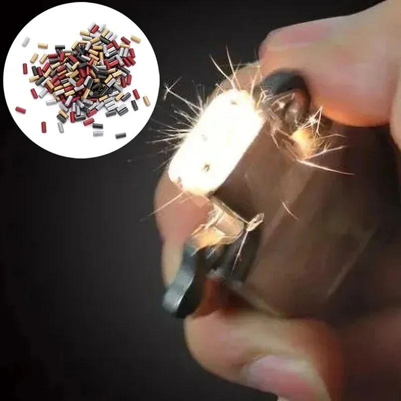Fire Starting Kit - ไฟแช็กอเนกประสงค์สีดำทอง 100 ชิ้น, อุปกรณ์เสริมไฟแช็กแบบใช้หินเหล็กไฟ, อุปกรณ์เสริมสำหรับบุหรี่