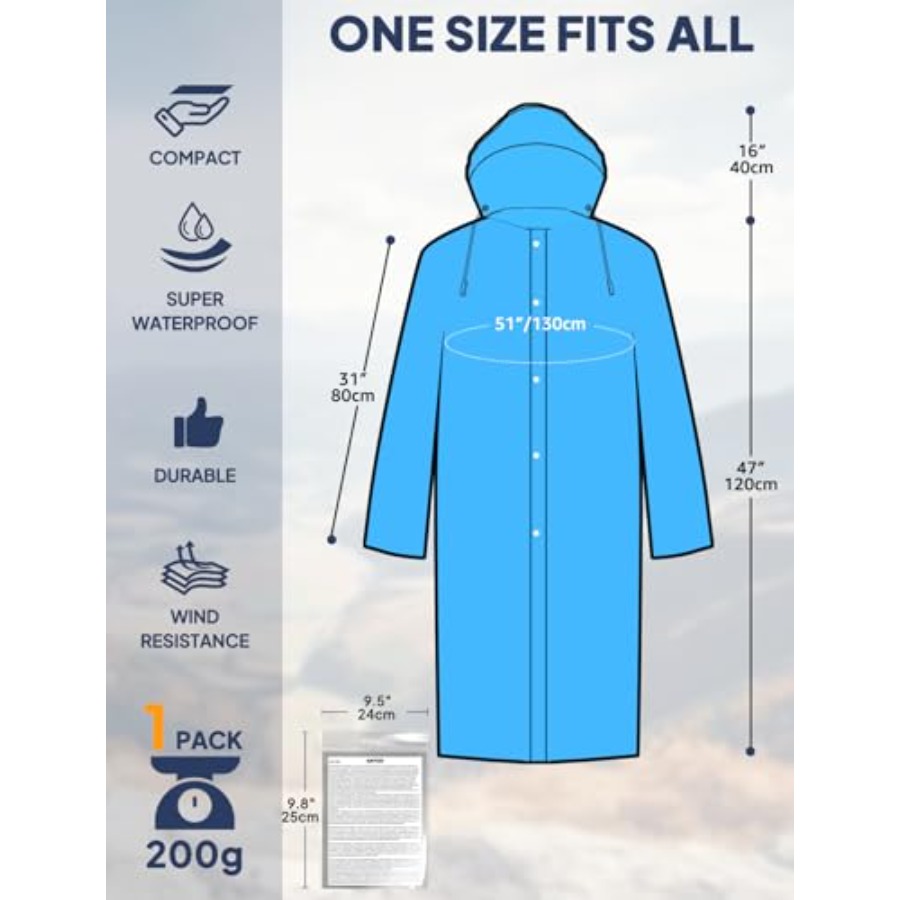 เสื้อกันฝน ANYOO แบบ 2 ชิ้น สำ - Emergency Poncho Rain บทวิจารณ์และราคา